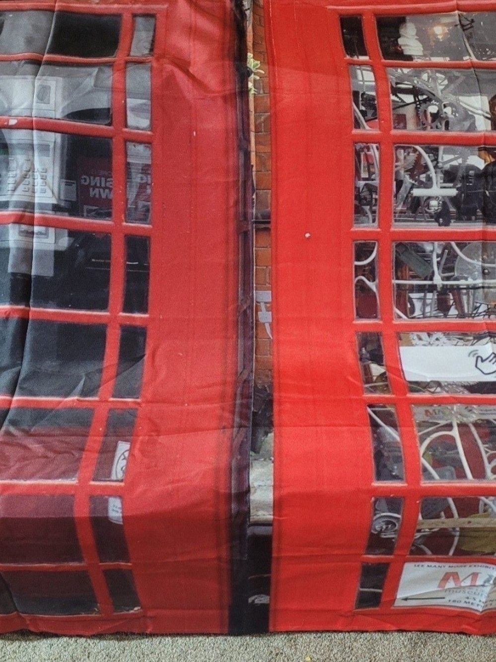 Red British Telephone Booth & Skeleton Decorative Shower Curtain – Brand New